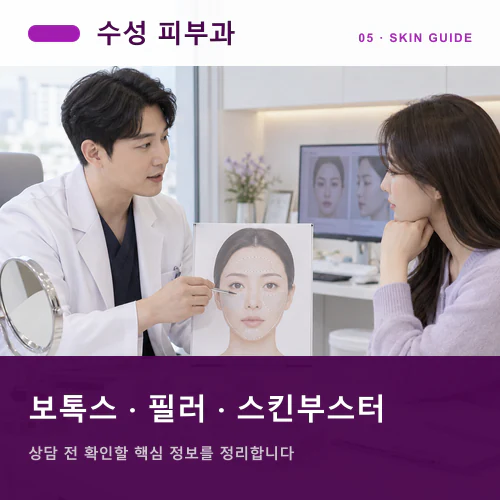수성피부과 | 수성 보톡스·필러·스킨부스터, 목표별 범위 확인